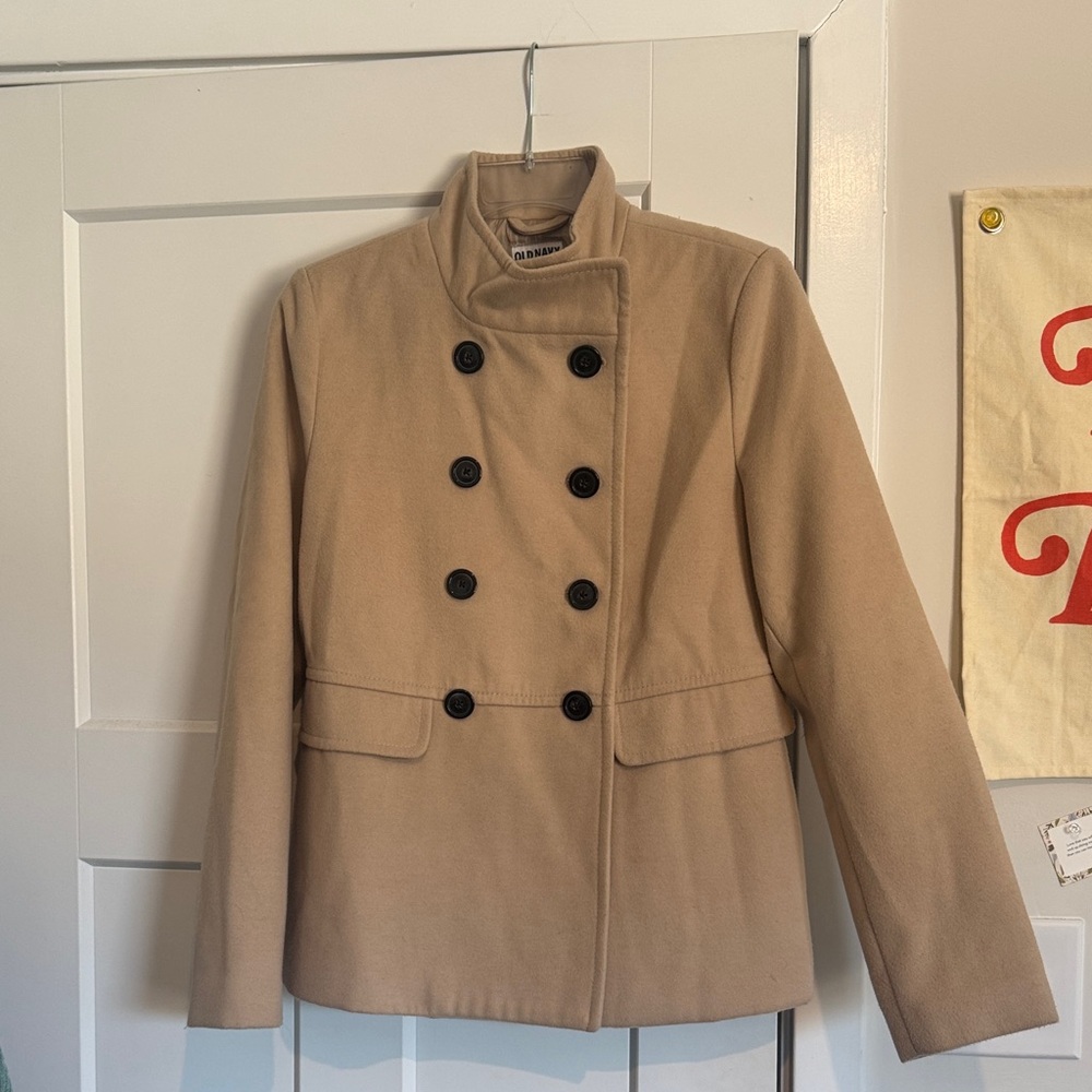 Old Navy Tan Double-Breasted Pea Coat
